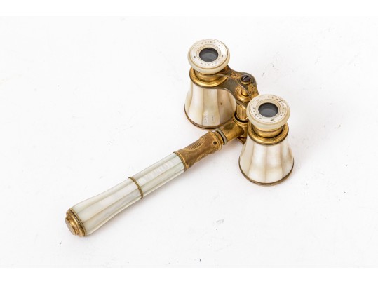 Lemaire Fi, Paris Lovely Vintage Long Handle Mother-of-pearl Opera Glasses