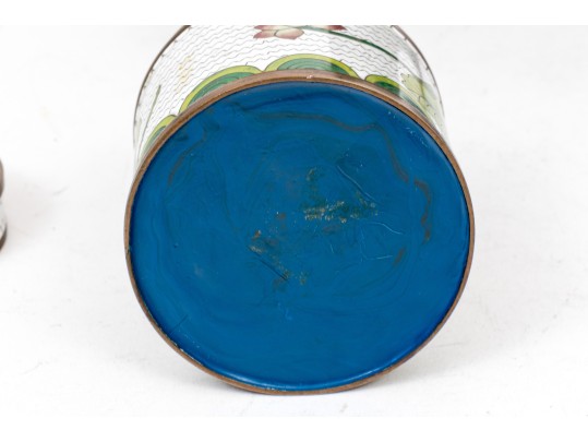 Lot Of Four Striking Vintage Chinese Cloisonne Pieces, Including A Ginger Jar