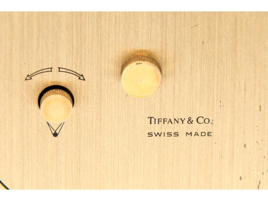 Tiffany & Co. Handsome Brass Desk Clock, White Dial