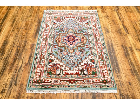 Hand Knotted Wool Indo-serapi Carpet, 5'-2