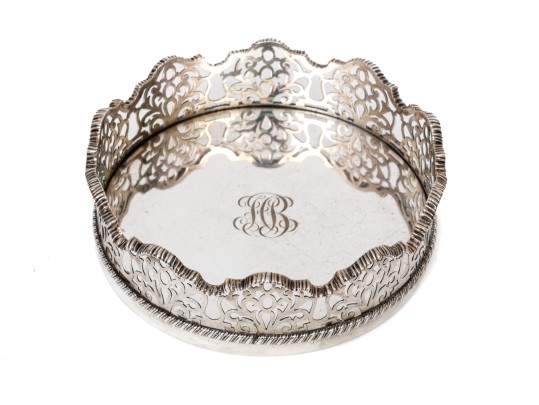 Howard & Co. NY Fabulous Antique Sterling Silver Pierced Wine & Champagne Coaster