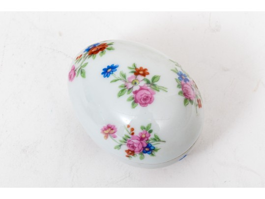 Pair Of Egg Shaped Porcelain Boxes, Marked Limoges, France