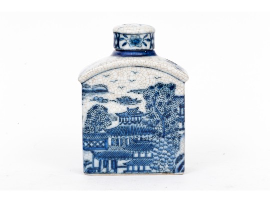 Lovely Vintage Delftware Style Tea Caddy