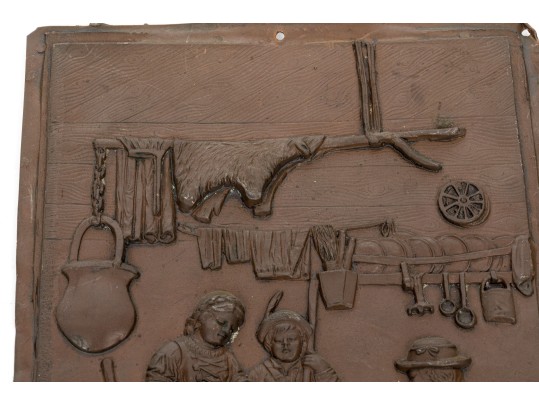 Pair Of Antique Hearth Scene Fireplace Tiles