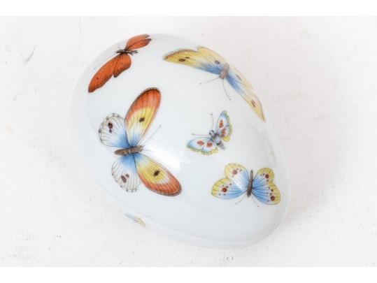 Pair Of Egg Shaped Porcelain Boxes, Marked Limoges, France