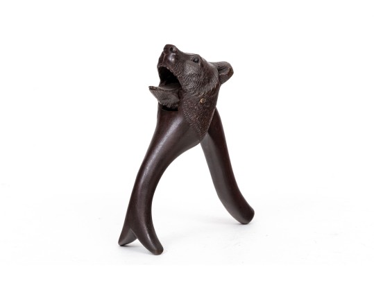 Wonderful Antique Hand Carved Black Forest Bear Nutcracker, Glass Eyes