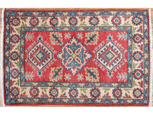 Hand Knotted Wool Pakistan Kazak Mat, 2' X 3', New