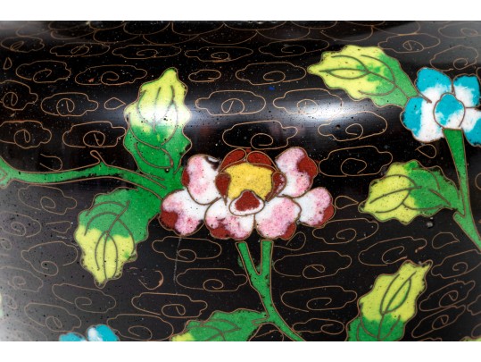 Lot Of Four Striking Vintage Chinese Cloisonne Pieces, Including A Ginger Jar