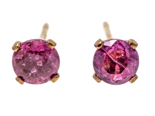 Simple 14K Pink Sapphire Stud Earrings
