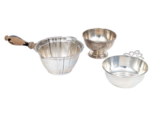 Sterling Silver Lot Of 3 Assorted Bowls, With And Without Handles