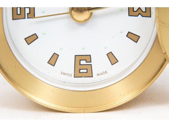 Tiffany & Co. Handsome Brass Travel Clock, White Dial