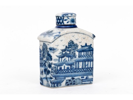 Lovely Vintage Delftware Style Tea Caddy