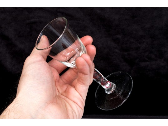 Two Antique Spiral Stem Cordial Glasses