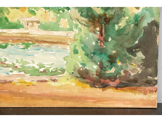 William A. Drake (1891-1979) Watercolor On Board Lake Landscape - Unframed