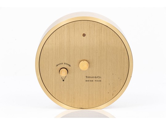 Tiffany & Co. Handsome Brass Desk Clock, White Dial