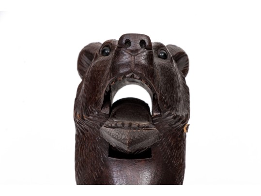 Wonderful Antique Hand Carved Black Forest Bear Nutcracker, Glass Eyes
