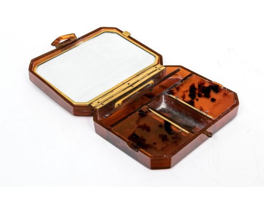 Pair Of Vintage Card Cases/compacts, One With Ruby And Diamond Initialed Top