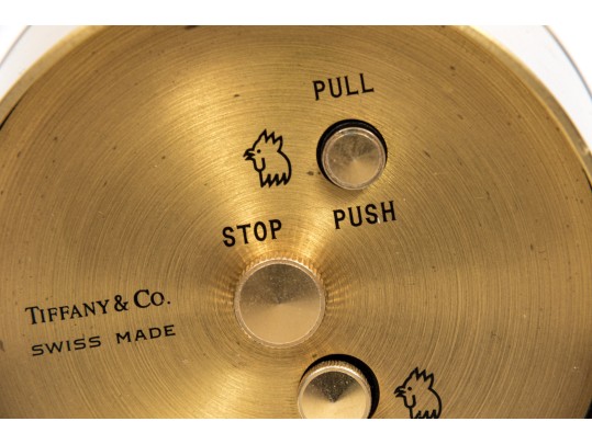 Tiffany & Co. Handsome Brass Travel Clock, White Dial