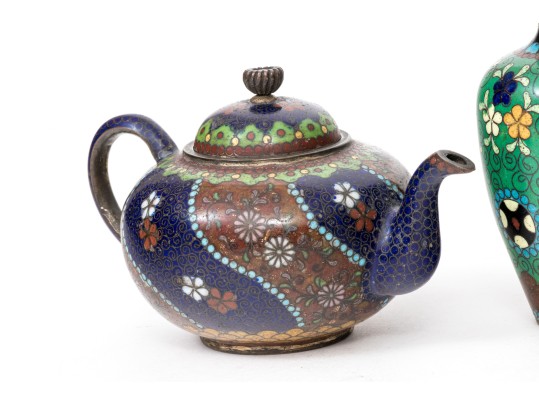 Lot Of Four Beautiful Diminutive Vintage Japanese And Chinese Cloisonne Pieces