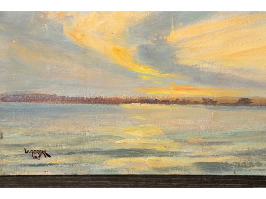 William A. Drake (1891-1979), Oil On Canvas Board Sunset Landscape - Unframed