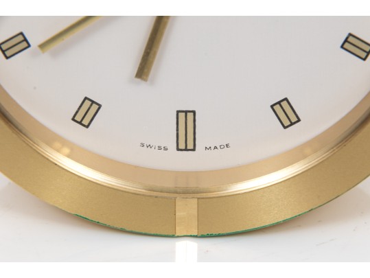 Tiffany & Co. Handsome Brass Desk Clock, White Dial