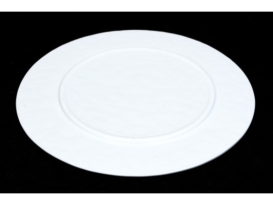 Yalos Casa Murano Beautiful Iridescent White Art Glass Round Platter