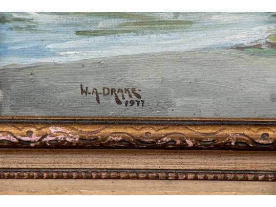 William A. Drake (1891-1979) Oil On Board Shore Landscape 1977