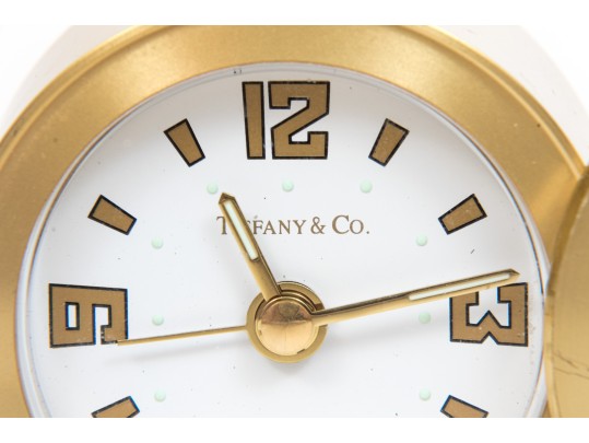 Tiffany & Co. Handsome Brass Travel Clock, White Dial