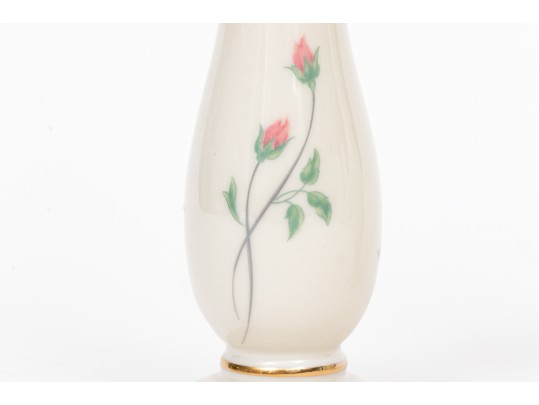 Pair Of Sweet Lenox China Rosebud Motif Bud Vases
