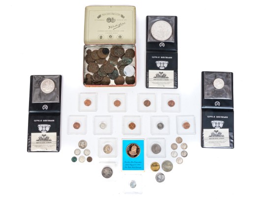 Collection Of Domestic And International Coins And Medallions
