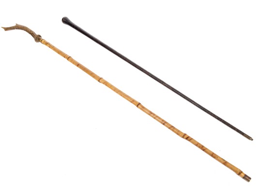 Unusual Antique French Stag Handle And Bamboo Sword Cane