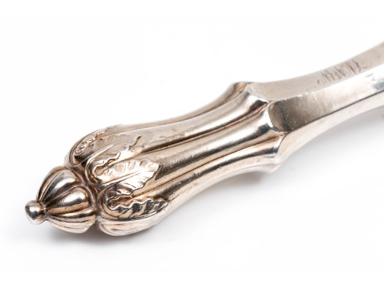 Antique Sterling Silver Ornate Serving Fork, Sheffield England, 1890, Henry Wilkenson