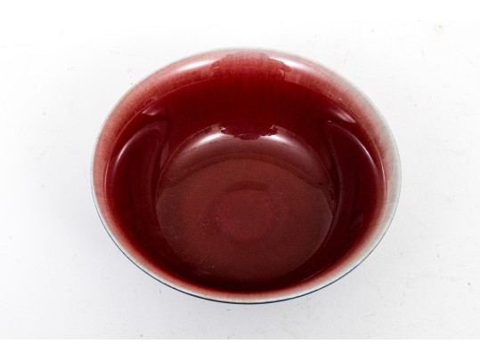 Beautiful 19th-20th Century Sang De Bouef Interior Glazed Bowl, Blue Glazed Exterior