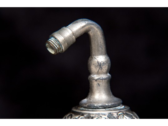 Pretty Antique English Sterling Silver And Cut Crystal Perfume Bottle, Circa 1902