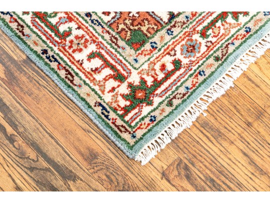 Hand Knotted Wool Indo-serapi Carpet, 5'-2