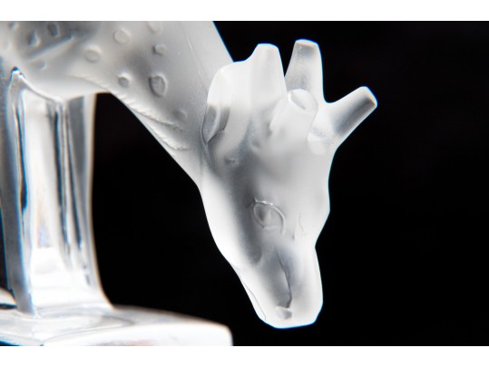 Lalique Charming Vintage Frosted And Clear Crystal Grazing Fawn