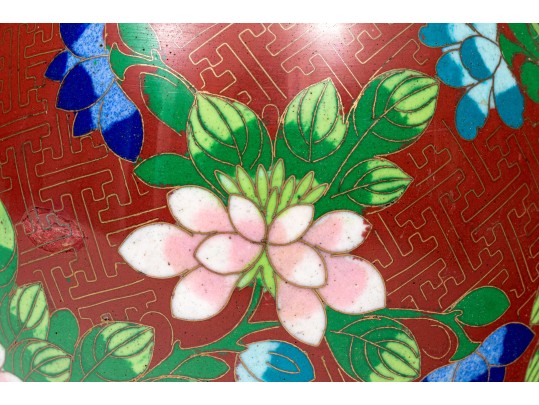 Lot Of Four Striking Vintage Chinese Cloisonne Pieces, Including A Ginger Jar