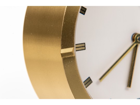 Tiffany & Co. Handsome Brass Desk Clock, White Dial