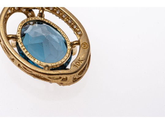 Striking London Blue Topaz, 10K Gold And Diamond Pendant