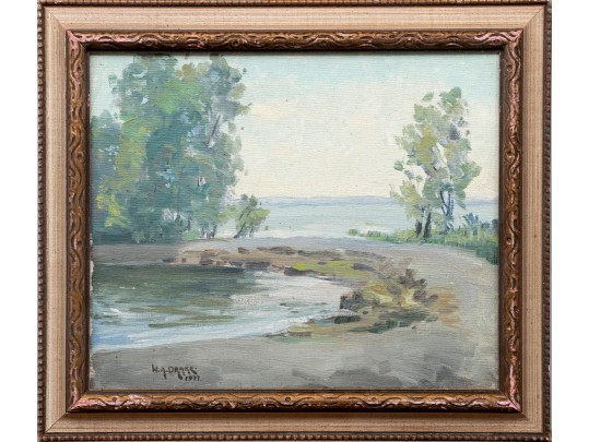 William A. Drake (1891-1979) Oil On Board Shore Landscape 1977