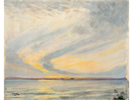 William A. Drake (1891-1979), Oil On Canvas Board Sunset Landscape - Unframed