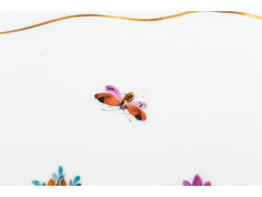 Elegant Meissen Floral And Gold Gilt Platter