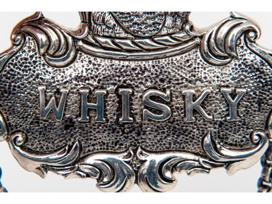 Vintage Bold 830 Silver Hawk Motif Brandy And Whisky Labels, German