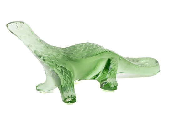 Lalique, France Charming Green Textured Glass Lizard Figure