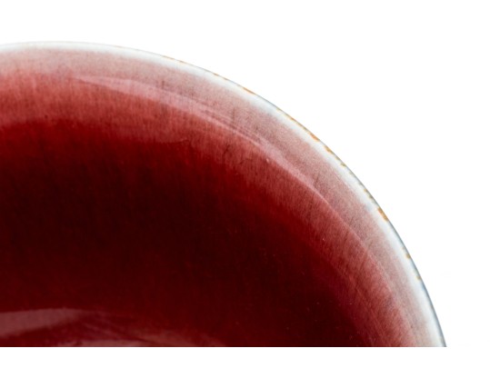 Beautiful 19th-20th Century Sang De Bouef Interior Glazed Bowl, Blue Glazed Exterior