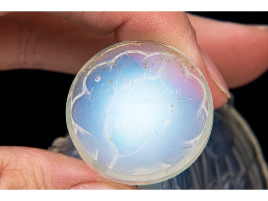 Charming Blue Green Lalique Fish, Boxed, With Sabino Iridescent Glass Butterfly