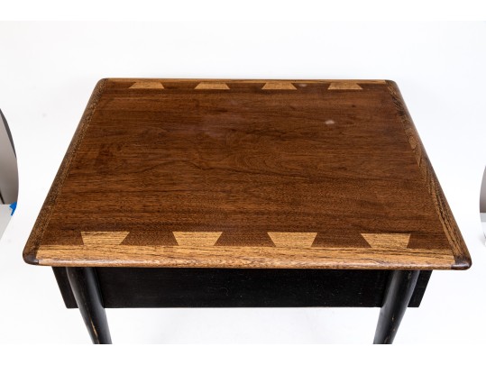 Lane Vintage Brown Wood And Black Distressed Painted Acclaim End Table