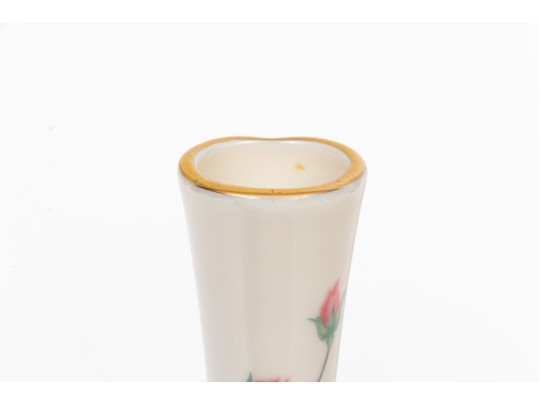 Pair Of Sweet Lenox China Rosebud Motif Bud Vases