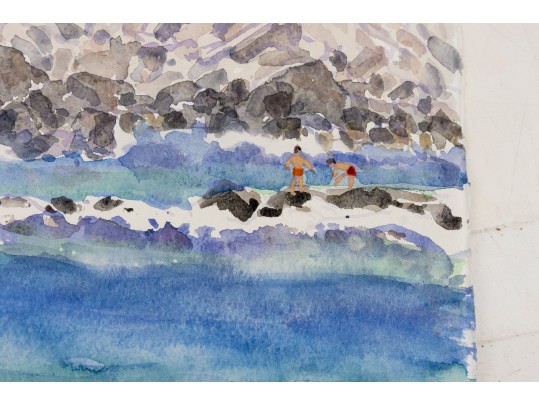 William L. Drake (1929-2019) Puerto Angelito Mexico Watercolor On Paper - Unframed