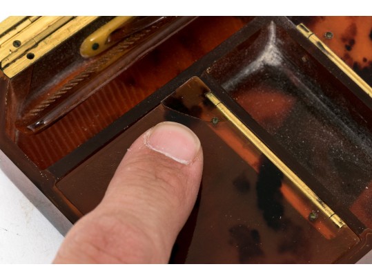 Pair Of Vintage Card Cases/compacts, One With Ruby And Diamond Initialed Top